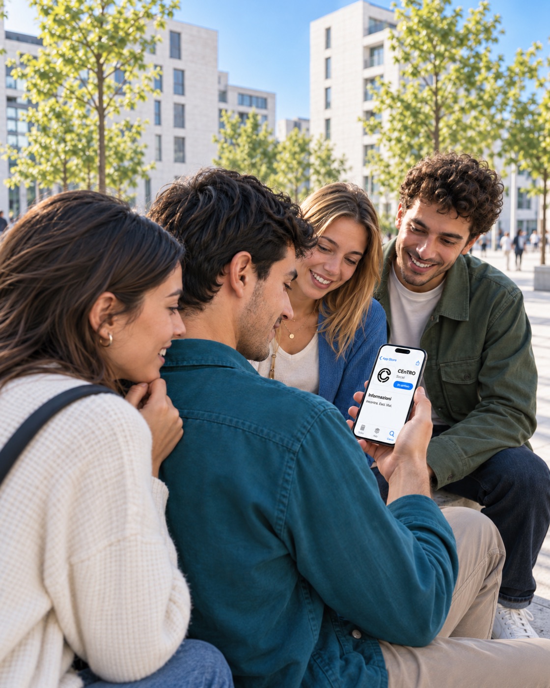 Quattro amici guardano CEnTRO sull'App Store.